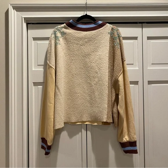 Free People Bali Day Dreams Wander Beaded Patchwork Crew Pullover Sweatshirt | M - Picture 8 of 9